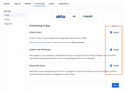OKTA 3 TICKBOXES FOR PROVISIONING